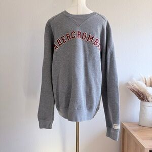 Abercrombie & Fitch Gray Sweatshirt with Red Logo Patch